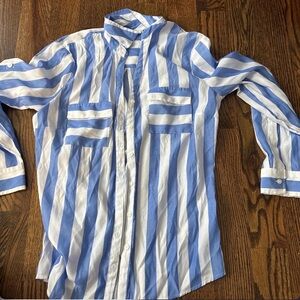New York & Company Blue and White Striped Shirt